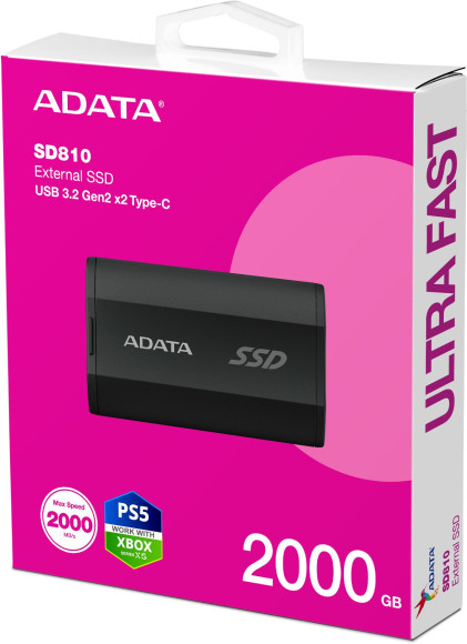 Накопитель SSD A-Data USB-C 2TB SD810-2000G-CBK SD810 1.8" черный Накопитель SSD A-Data USB-C 2TB SD810-2000G-CBK SD810 1.8" черный