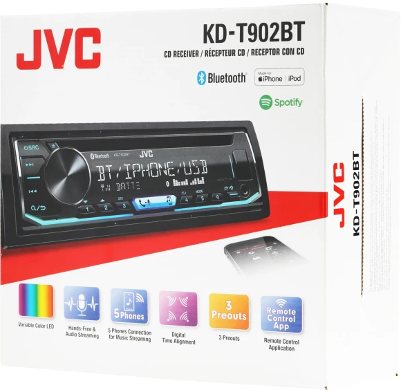 Автомагнитола JVC KD-T902BT 1DIN 4x50Вт v3.0 DSP 3 RDS