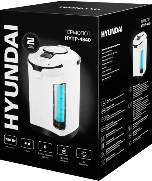 Термопот Hyundai HYTP-4840 4л. 750Вт белый/черный Термопот Hyundai HYTP-4840 4л. 750Вт белый/черный