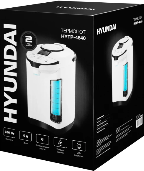 Термопот Hyundai HYTP-4840 4л. 750Вт белый/черный Термопот Hyundai HYTP-4840 4л. 750Вт белый/черный