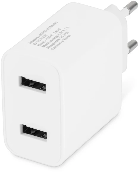 Сетевое зар./устр. Digma DGWC-2U-3A-WG 15.5W 3.1A+1A 2xUSB универсальное белый