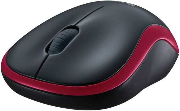 Мышь Logitech M185 черный/красный оптическая 1000dpi беспров. USB для ноутбука 2but (910-002633)