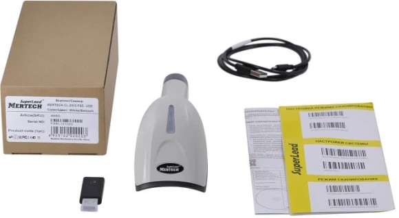 Сканер штрих-кода Mertech CL-2310 HR Superlead 2D беспроводной белый (4839)