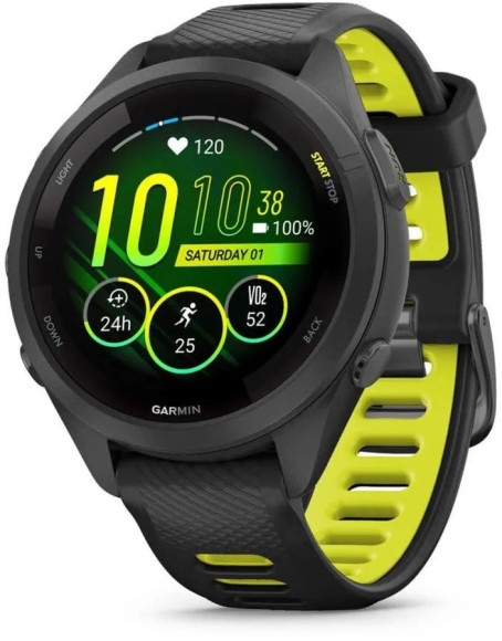 Смарт-часы Garmin Forerunner 265S 27.5мм 1.1" AMOLED корп.черный рем.черный/желтый (010-02810-13)