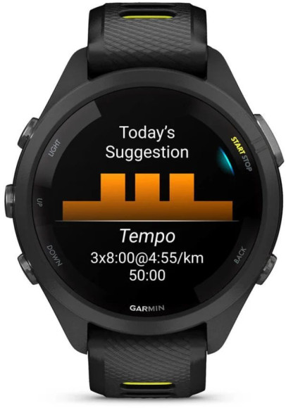 Смарт-часы Garmin Forerunner 265S 27.5мм 1.1" AMOLED корп.черный рем.черный/желтый (010-02810-13)