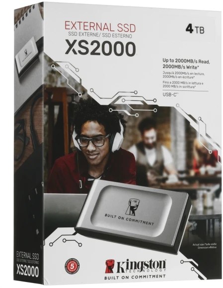 Накопитель SSD Kingston USB3.2 Gen2x2 4TB SXS2000/4000GA XS2000 серебристый