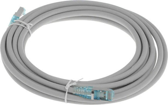 Патч-корд Hyperline PC-LPM-STP-RJ45-RJ45-C6-5M-LSZH-GY U/FTP RJ-45 вил.-вилка RJ-45 кат.6 5м серый LSZH 26AWG