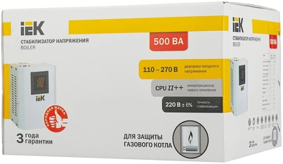 Стабилизатор напряжения IEK Boiler 0.5кВА однофазный белый (IVS24-1-00500)