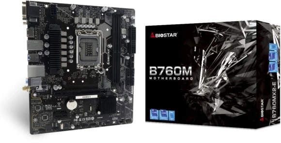 Материнская плата Biostar B760MX2-E Soc-1700 Intel B760 2xDDR5 mATX AC`97 8ch(7.1) 2.5Gg RAID+VGA+DVI+HDMI