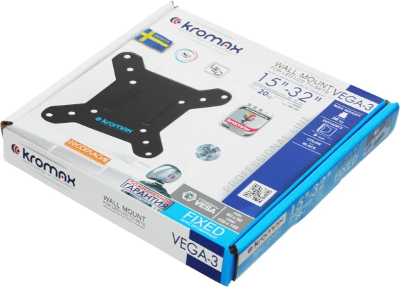 Кронштейн для телевизора Kromax VEGA-3 new черный 15"-32" макс.20кг настенный фиксированный