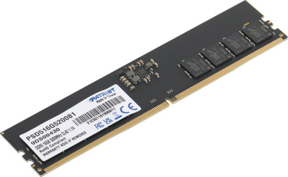 Память DDR5 16GB 5200MHz Patriot PSD516G520081 Signature RTL PC5-41600 CL42 DIMM 288-pin 1.1В single rank Ret