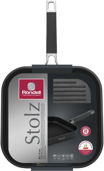 Сковорода-гриль Rondell Stolz RDA-1769 квадратная 26см покрытие: Xylan Plus ручка несъемная (без крышки) серый Сковорода-гриль Rondell Stolz RDA-1769 квадратная 26см покрытие: Xylan Plus ручка несъемная (без крышки) серый