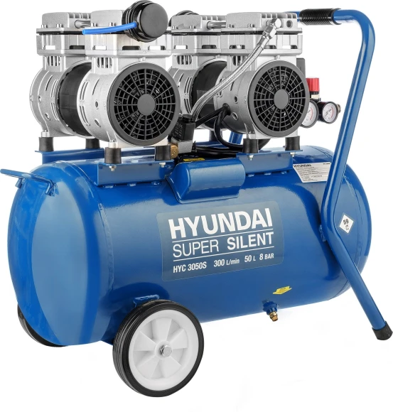 Компрессор поршневой Hyundai HYC 3050S безмасляный 300л/мин 50л 2000Вт синий