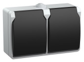 Розетка силов. IEK Форс ERS22-K03-16-54-DC 2розет. двойн. откр. зазем. штор. крыш. IP54 серый/черный (упак.:1шт) Розетка силов. IEK Форс ERS22-K03-16-54-DC 2розет. двойн. откр. зазем. штор. крыш. IP54 серый/черный (упак.:1шт)