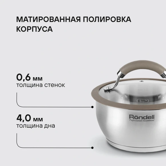 Ковш Rondell Balance RDS-752 1.4л. d=16см (с крышкой) стальной