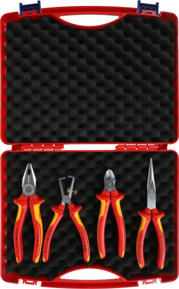Набор инструментов Knipex KN-002015 4 предмета диэлектр.покр. (жесткий кейс)