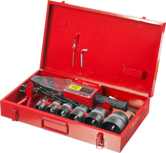 Сварочный аппарат для пластиковых труб Зубр АСТ-2000 2кВт Тмакс.:300 парн.насад. (кейс в компл.) Сварочный аппарат для пластиковых труб Зубр АСТ-2000 2кВт Тмакс.:300 парн.насад. (кейс в компл.)