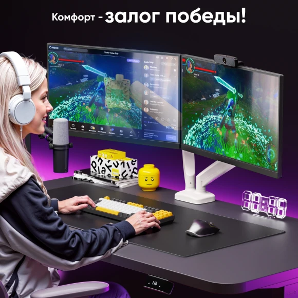 Кронштейн для мониторов Onkron G160W белый 13"-32" макс.16кг настольный поворот и наклон верт.перемещ.