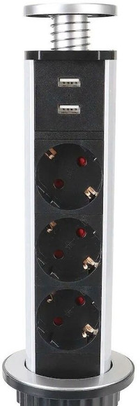 Сетевой разветвитель Premier 3R USB 1.8м (3 розетки) серый (коробка)