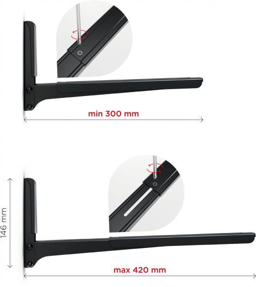Кронштейн для СВЧ Holder MWS-2003 черный макс.40кг настенный фиксированный Кронштейн для СВЧ Holder MWS-2003 черный макс.40кг настенный фиксированный