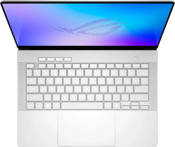 Ноутбук Asus ROG Zephyrus G14 GU405AW-SY024W Core Ultra 9 386H 32Gb SSD1Tb NVIDIA GeForce RTX5080 16Gb 14" OLED 3K (2880x1800) Windows 11 Home white WiFi BT Cam Bag (90NR0P83-M000Y0)