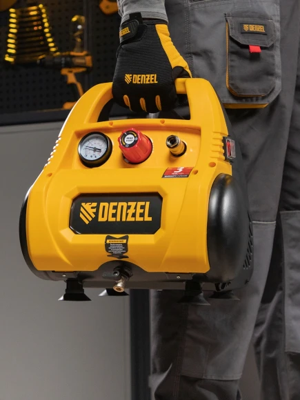 Компрессор поршневой Denzel РС 1/6-180 безмасляный 180л/мин 6л 1100Вт желтый/черный Компрессор поршневой Denzel РС 1/6-180 безмасляный 180л/мин 6л 1100Вт желтый/черный
