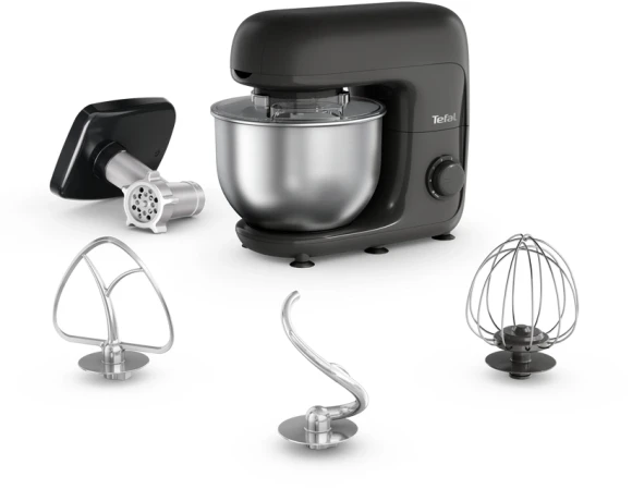 Кухонная машина Tefal Bake Essential QB161H38 планетар.вращ. 800Вт черный/серебристый