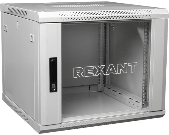 Шкаф коммутационный Rexant (04-0966-111) настенный 9U 63x63.7мм пер.дв.стекл серый Шкаф коммутационный Rexant (04-0966-111) настенный 9U 63x63.7мм пер.дв.стекл серый