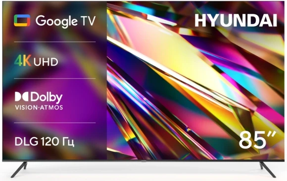 Телевизор LED Hyundai 85" H-LED85BU7011 Google TV черный 4K Ultra HD 60Hz MEMC DVB-T DVB-T2 DVB-C DVB-S DVB-S2 USB WiFi Smart TV