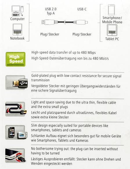 Кабель Hama Flexi-Slim 135785 USB (m)-USB Type-C (m) 0.75м синий