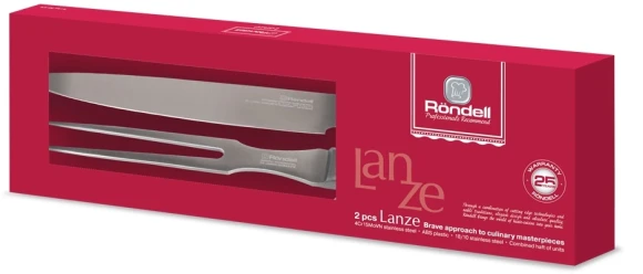 Набор ножей кухон. Rondell Lanze RD-479 компл.:2предм. стальной/черный подар.коробка Набор ножей кухон. Rondell Lanze RD-479 компл.:2предм. стальной/черный подар.коробка