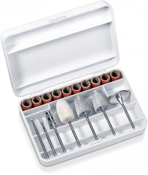 Маникюрно-педикюрный набор Beurer MP52 насадок в компл.:7шт (подсветка) белый/розовый Маникюрно-педикюрный набор Beurer MP52 насадок в компл.:7шт (подсветка) белый/розовый