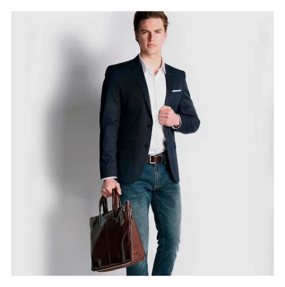 Деловая сумка Piquadro Blue Square CA4021B2/MO с отделением для ноутбука 15.6" коричневая натур.кожа