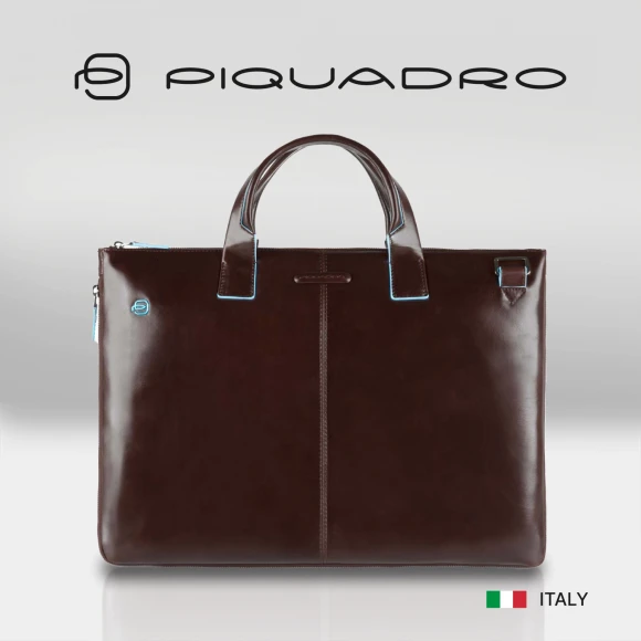 Деловая сумка Piquadro Blue Square CA4021B2/MO с отделением для ноутбука 15.6" коричневая натур.кожа