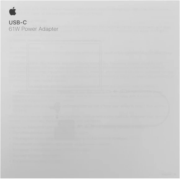 Блок питания Apple A1947 61W от бытовой электросети Блок питания Apple A1947 61W от бытовой электросети