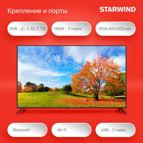 Телевизор LED Starwind 65" SW-LED65UG402 Яндекс.ТВ Frameless черный 4K Ultra HD 60Hz DVB-T DVB-T2 DVB-C DVB-S DVB-S2 USB WiFi Smart TV Телевизор LED Starwind 65" SW-LED65UG402 Яндекс.ТВ Frameless черный 4K Ultra HD 60Hz DVB-T DVB-T2 DVB-C DVB-S DVB-S2 USB WiFi Smart TV