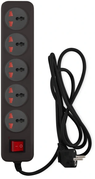 Сетевой фильтр Buro 500UNH-1.8-BG 1.8м (5 розеток) черный/серый (коробка)