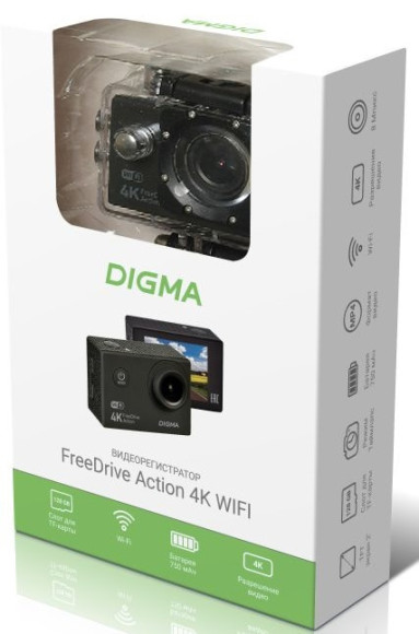 Видеорегистратор Digma FreeDrive Action 4K WiFi черный 8Mpix 2160x3840 2160p 150гр. Allwinner V3 Видеорегистратор Digma FreeDrive Action 4K WiFi черный 8Mpix 2160x3840 2160p 150гр. Allwinner V3
