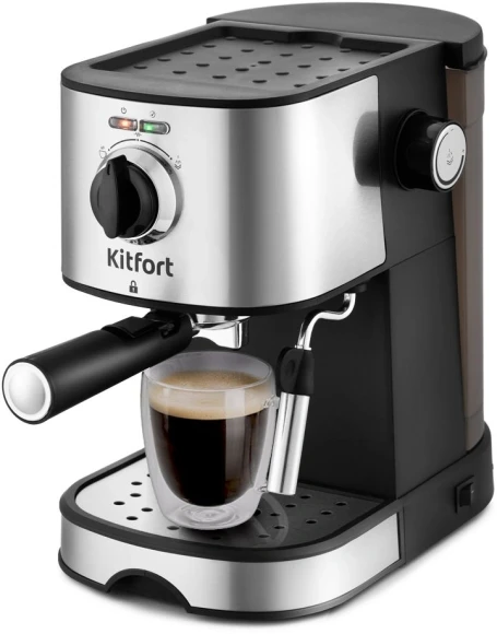 Кофеварка рожковая Kitfort КТ-753 850Вт черный/нержавеющая сталь Кофеварка рожковая Kitfort КТ-753 850Вт черный/нержавеющая сталь