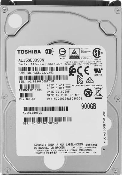 Жесткий диск Toshiba SAS 3.0 900Gb AL15SEB090N Server (10500rpm) 128Mb 2.5"
