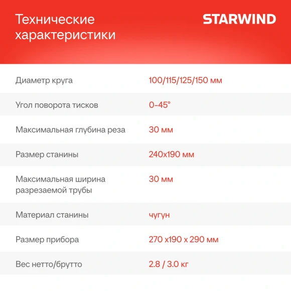 Стойка для углошлиф.машин Starwind SGA-150AL