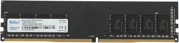 Память DDR4 8Gb 3200MHz Netac NTBSD4P32SP-08 Basic RTL PC4-25600 CL16 DIMM 288-pin 1.35В single rank Ret Память DDR4 8Gb 3200MHz Netac NTBSD4P32SP-08 Basic RTL PC4-25600 CL16 DIMM 288-pin 1.35В single rank Ret