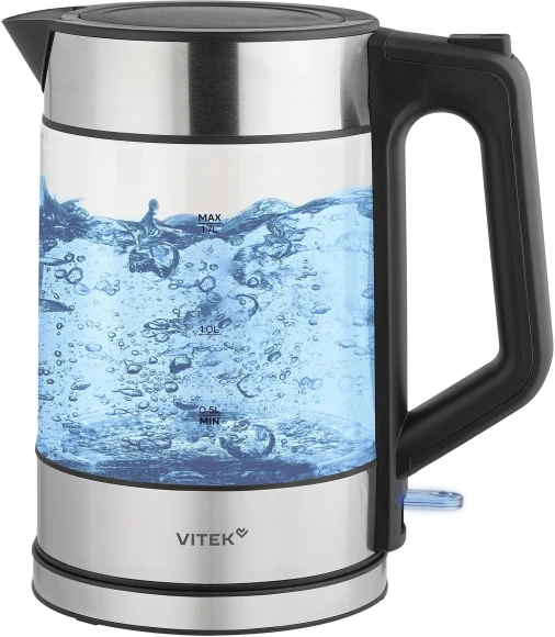 Чайник электрический Vitek VT-WK1082 1.7л. 2000Вт черный корпус: стекло