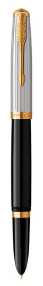 Ручка перьев. Parker 51 Premium (CW2169030) Black St.Steel GT F сталь нержавеющая подар.кор.