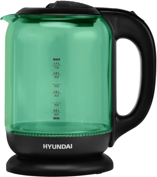 Чайник электрический Hyundai HYK-G2807 1.7л. 2200Вт бирюзовый/черный корпус: стекло