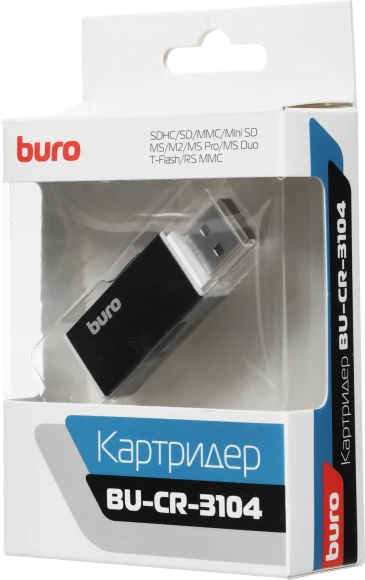 Устройство чтения карт памяти USB2.0 Buro BU-CR-3104 черный