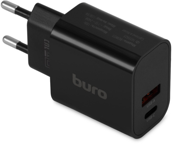 Сетевое зар./устр. Buro BUWD1 20W 3A (PD+QC) USB-C/USB-A универсальное черный (BUWD18P110BK)