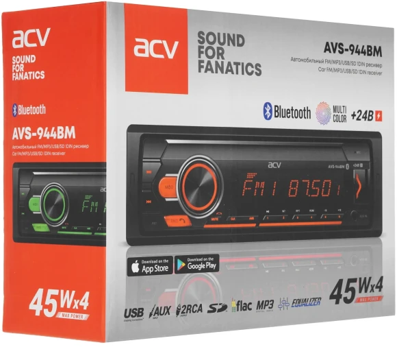 Автомагнитола ACV AVS-944BM 1DIN 4x50Вт v4.0 (38524) Автомагнитола ACV AVS-944BM 1DIN 4x50Вт v4.0 (38524)
