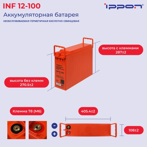 Батарея для ИБП Ippon INF12-100 12В 100Ач Батарея для ИБП Ippon INF12-100 12В 100Ач