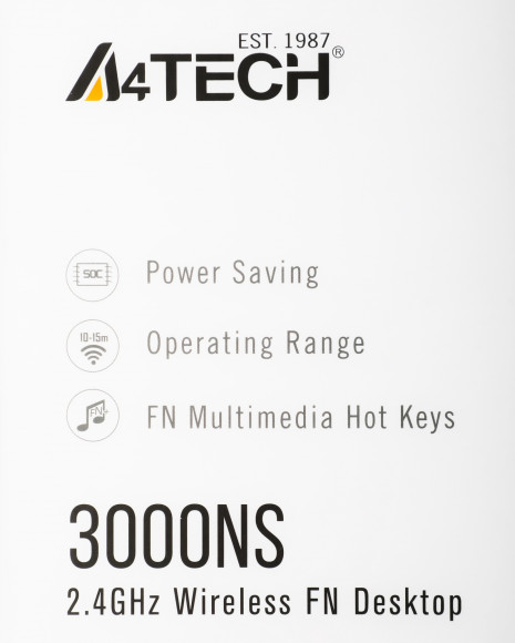 Клавиатура + мышь A4Tech 3000NS клав:черный мышь:черный USB беспроводная Multimedia